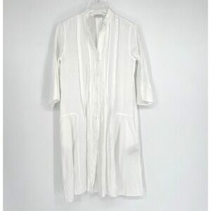 Rosso35 Dress Womens XS IT38 Tunic Linen White Pleated Preppy Quiet Luxury